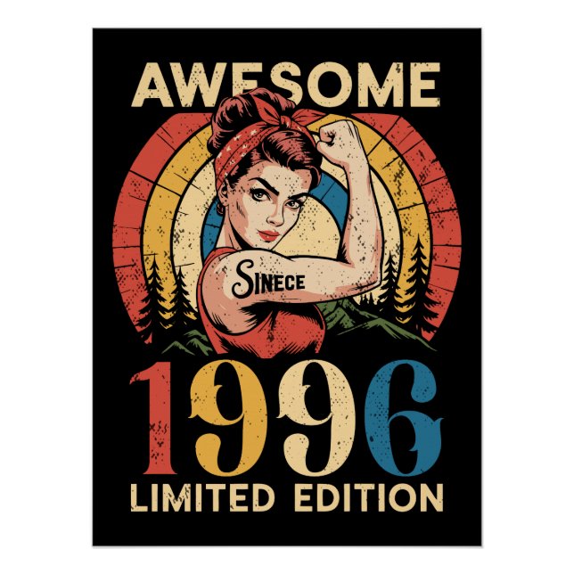 Poster Awesome Since 1996 Retro 30th Women's Birthday (Devant)