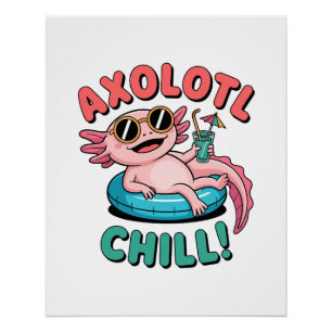 Poster Axolotl Chill ! – Axolotl d'été cool
