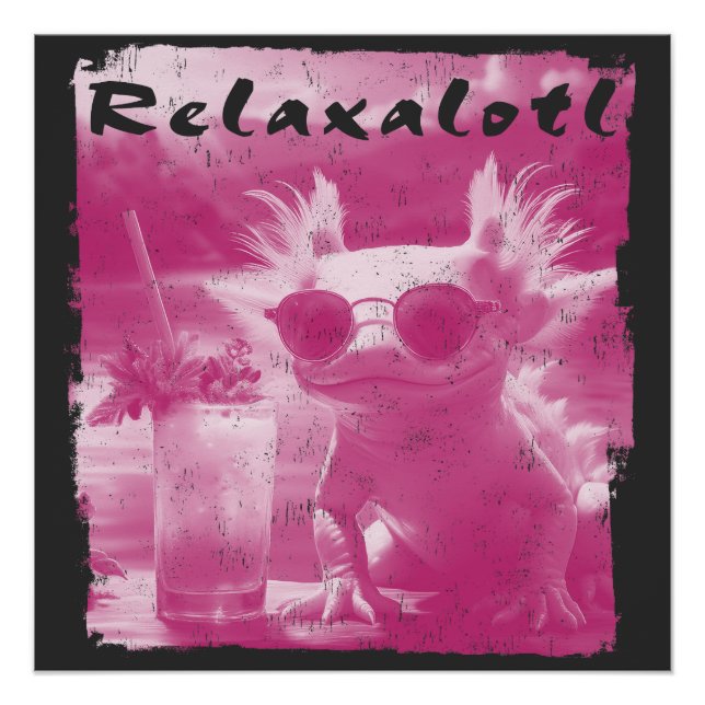 Poster Axolotl rose détendu (Devant)