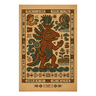 Poster Axolotl Teotl - Dieu des Eaux