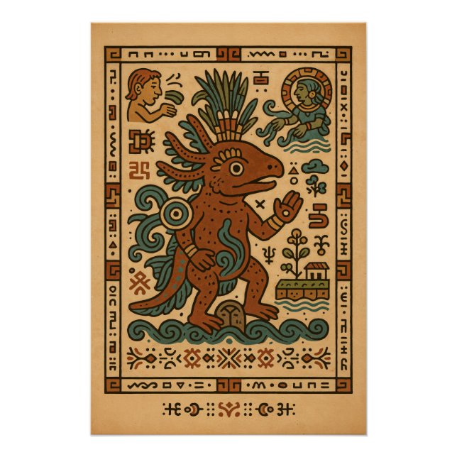 Poster Axolotl Teotl - Dieu des Eaux (Devant)