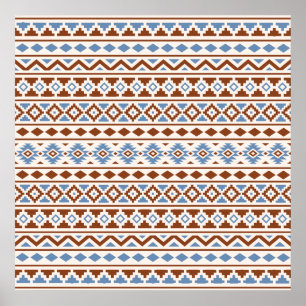 Poster Aztec Essence Motif II Crème bleu rouille