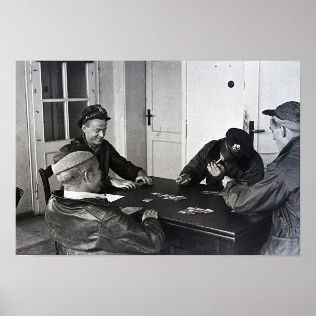 Poster B-17 Les pilotes de bombardiers jouent aux cartes (Devant)