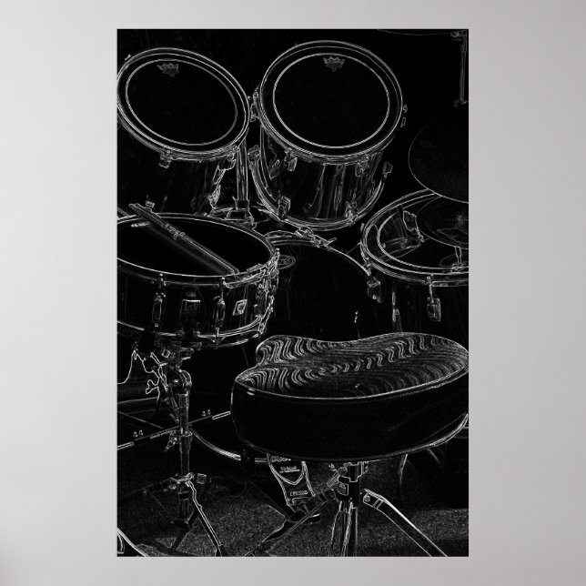 Poster B/W Drumset 1 (Devant)
