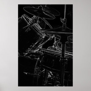 Poster B/W Drumset 2