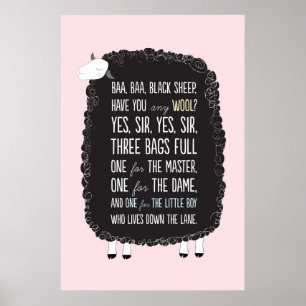 Poster Baa Baa Black Ship Nurserme Rhyme