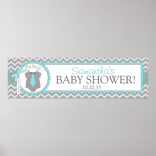 Poster Baby Boy Cravate Chevron Imprimer Baby shower bann (Devant)