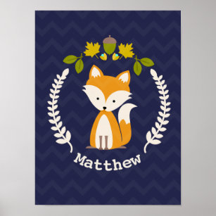 Poster Baby Fox Wreath Infirmière personnalisée Artwork -