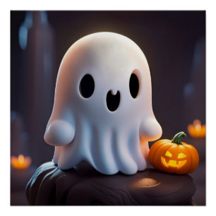 Poster Baby Ghost Déplaisant mignon caractère Halloween