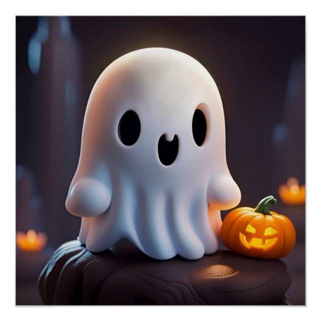 Poster Baby Ghost Déplaisant mignon caractère Halloween (Devant)