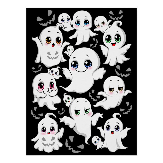 Poster Baby Ghosts Éffrayant mignon Halloween humeur (Devant)