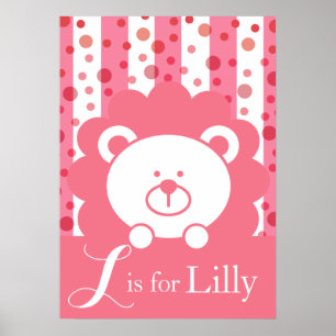 Poster Baby Lion Alphabet - L est pour Lilly