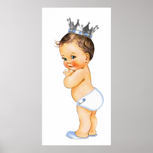 Poster Baby shower Brunette Little Prince (Devant)