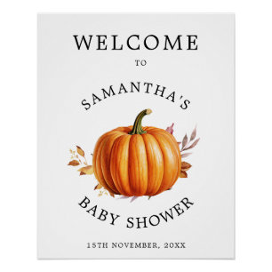 Poster Baby shower d'automne floral moderne