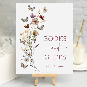 Poster Baby shower des cadeaux de papillon rose