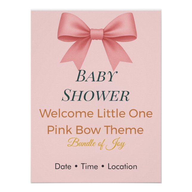 Poster Baby Shower Invitation | Pink Bow | Bundle of Joy (Devant)