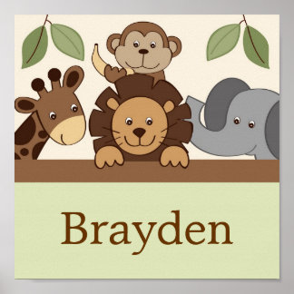 Poster Baby Zoo Jungle Animal Nom personnalisé Art Imprim