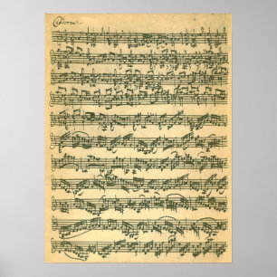 Poster Bach Chaconne Première page Manuscrit Télécopieur