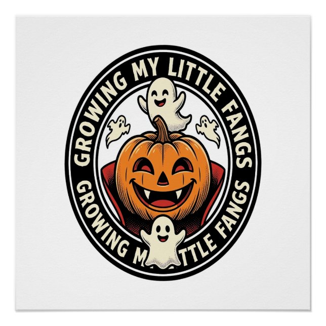 Poster Badge de citrouille de vampire faisant pousser mes (Devant)