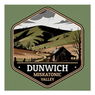 Poster Badge de voyage vintage de Dunwich Miskatonic Vall