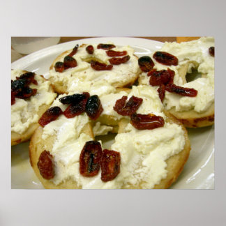 Poster bagel grillé avec fromage de chèvre