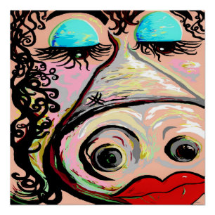 Poster Baguette à lèvres sur un cochon !