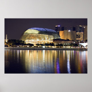 Poster Baie de la marina de Singapour la nuit