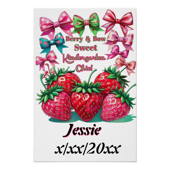 Poster Baies et ruban douce Maternelle Chic (Devant)