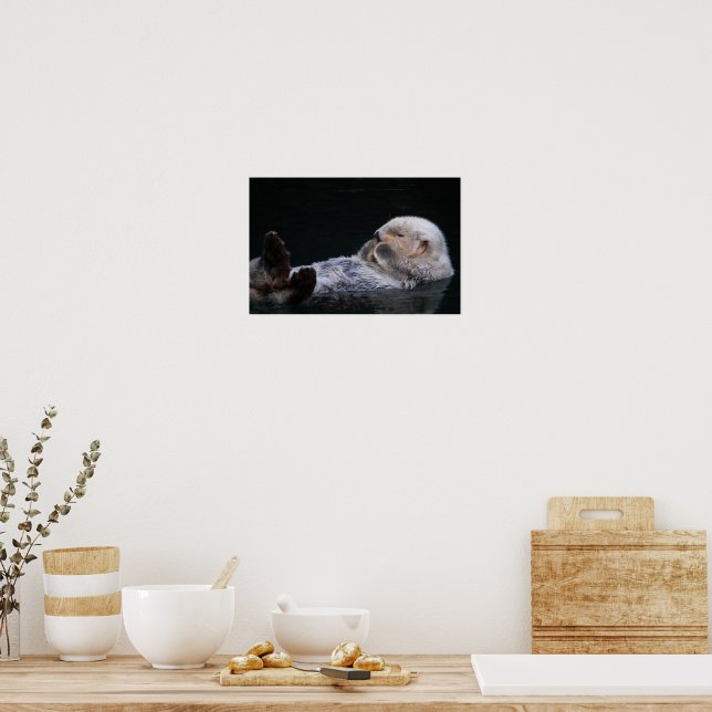 Poster Baignade mignonne Otter de mer Photographie (Cuisine)