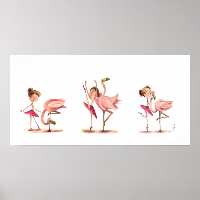 Poster bailarina e flamingo (Devant)