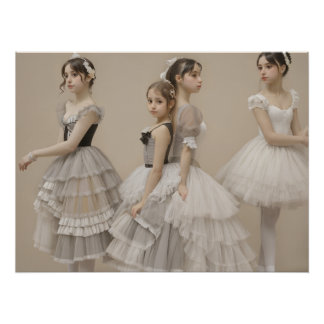 Poster Bailarinas con trajes románticos