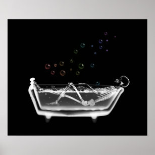 Poster Bain à remous X-Ray Skeleton - Rainbow Bubbles
