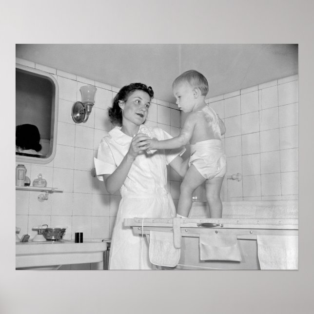 Poster Bain de bébé, 1937. Photo vintage (Devant)
