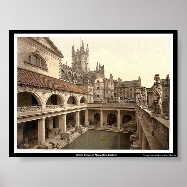 Poster Bains romains et abbaye, Bath, Angleterre (Devant)