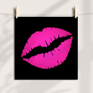 Poster Baiser au rouge à lèvres ombré noir et rose chaud