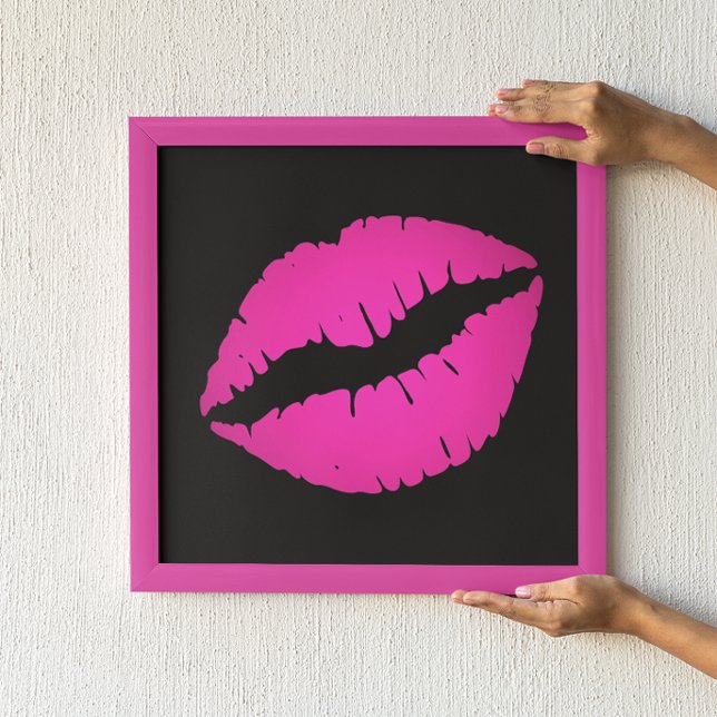 Poster Baiser au rouge à lèvres ombré noir et rose chaud (Créateur téléchargé)