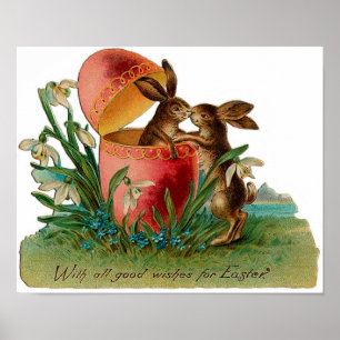 Poster Baiser de Bunny de Pâques Vintage
