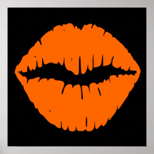 Poster Baiser noir et orange brillant