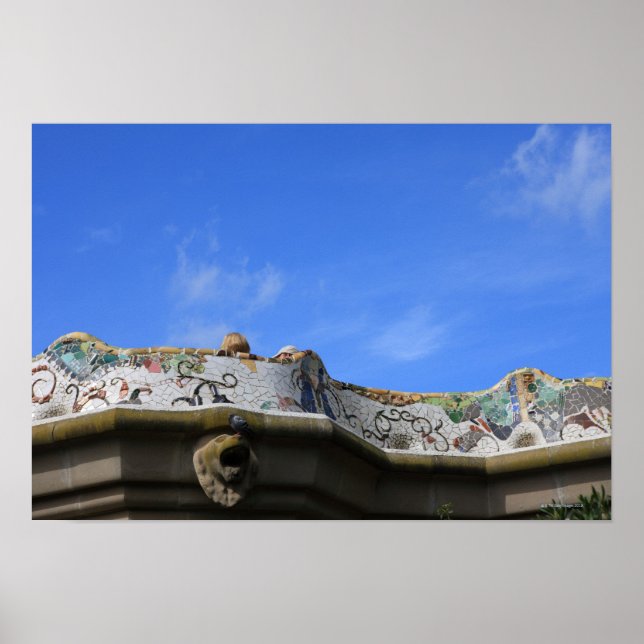Poster Balances en mosaïque dans le parc Guell de Gaudi (Devant)