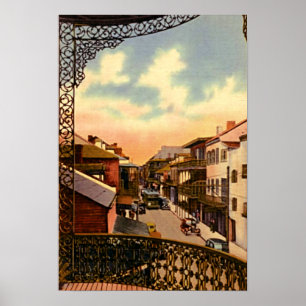 Poster Balcon de la Nouvelle-Orléans Louisiana Royal Stre