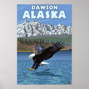 Poster Bald Eagle Diving - Dawson, Alaska