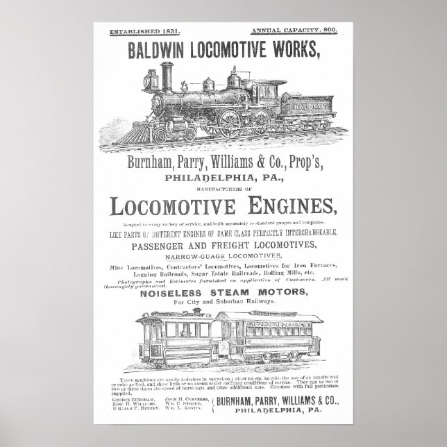 Poster Baldwin Locomotive Works Locomotive Railway Locomt (Devant)