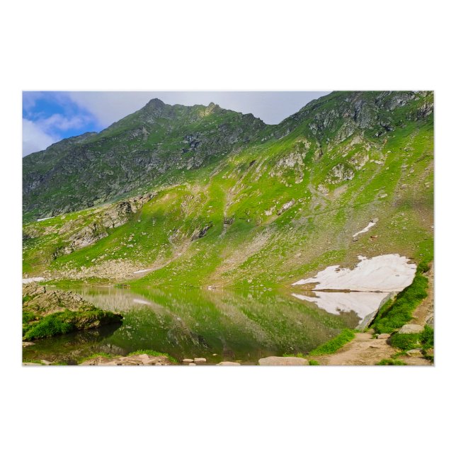 Poster Balea Lake Mountain Slope – Romania Alpine Print (Devant)