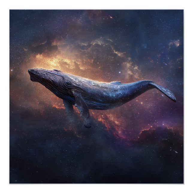 Poster Baleine à bosses cosmique (Devant)