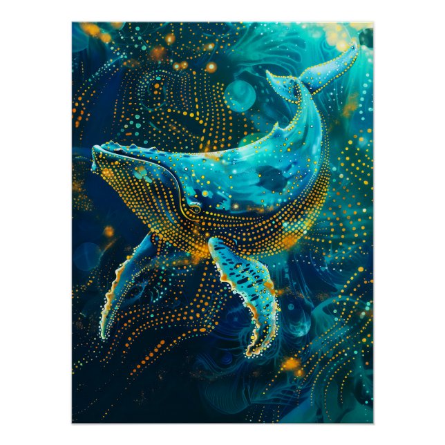 Poster Baleine en aborigène Dot Art Style (Devant)