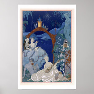 Poster Ball Under the Blue Moon, illustration for 'Fetes