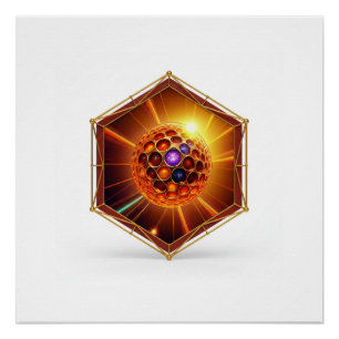 Poster Balle de plasma colorée émettant des rayons