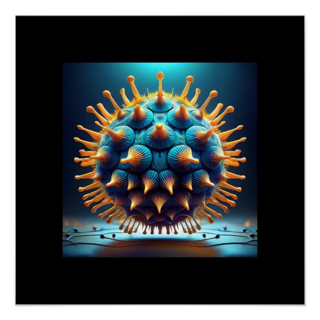 Poster Balle de spores bleue et jaune (Devant)