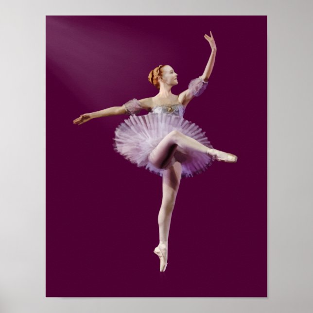 Poster Ballerina en violet et blanc personnalisable (Devant)