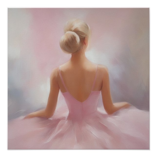 Poster Ballerina peinte en rose (Devant)